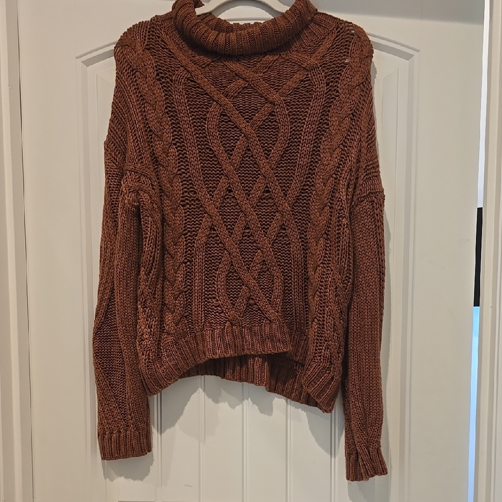 Vici Chunky Cable Knit Sweater - Brown